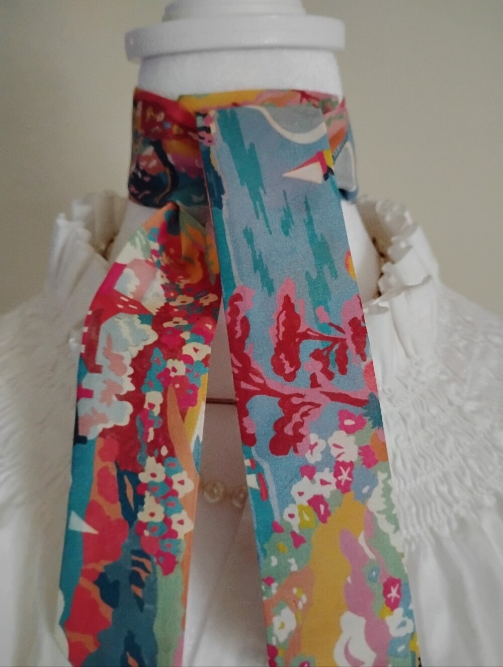 Liberty Art Fabric Tana Lawn Super Skinny Scarf Coastal Landscape Colorful
